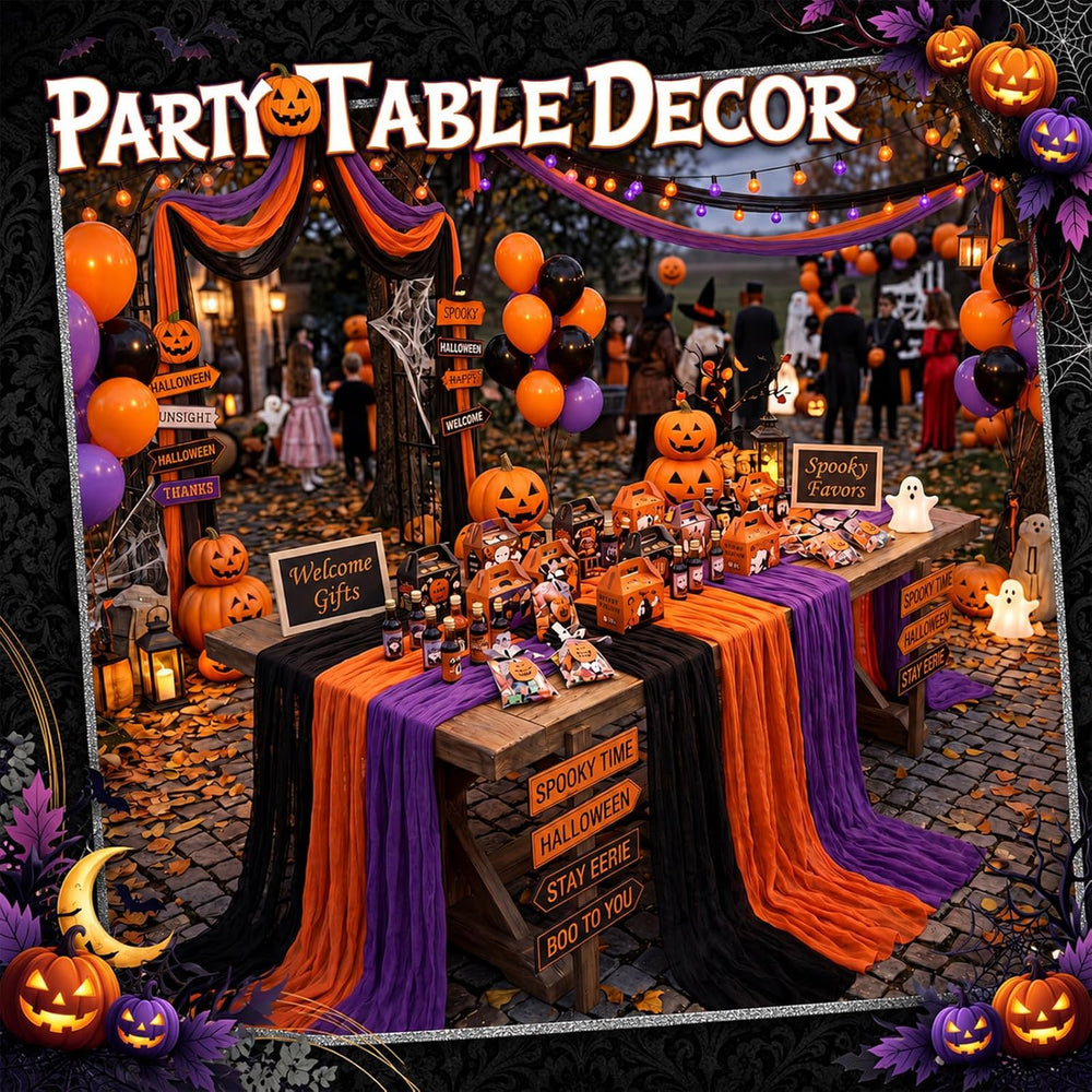 Remagr 12 Pcs Cheesecloth Gauze Table Runners, Halloween