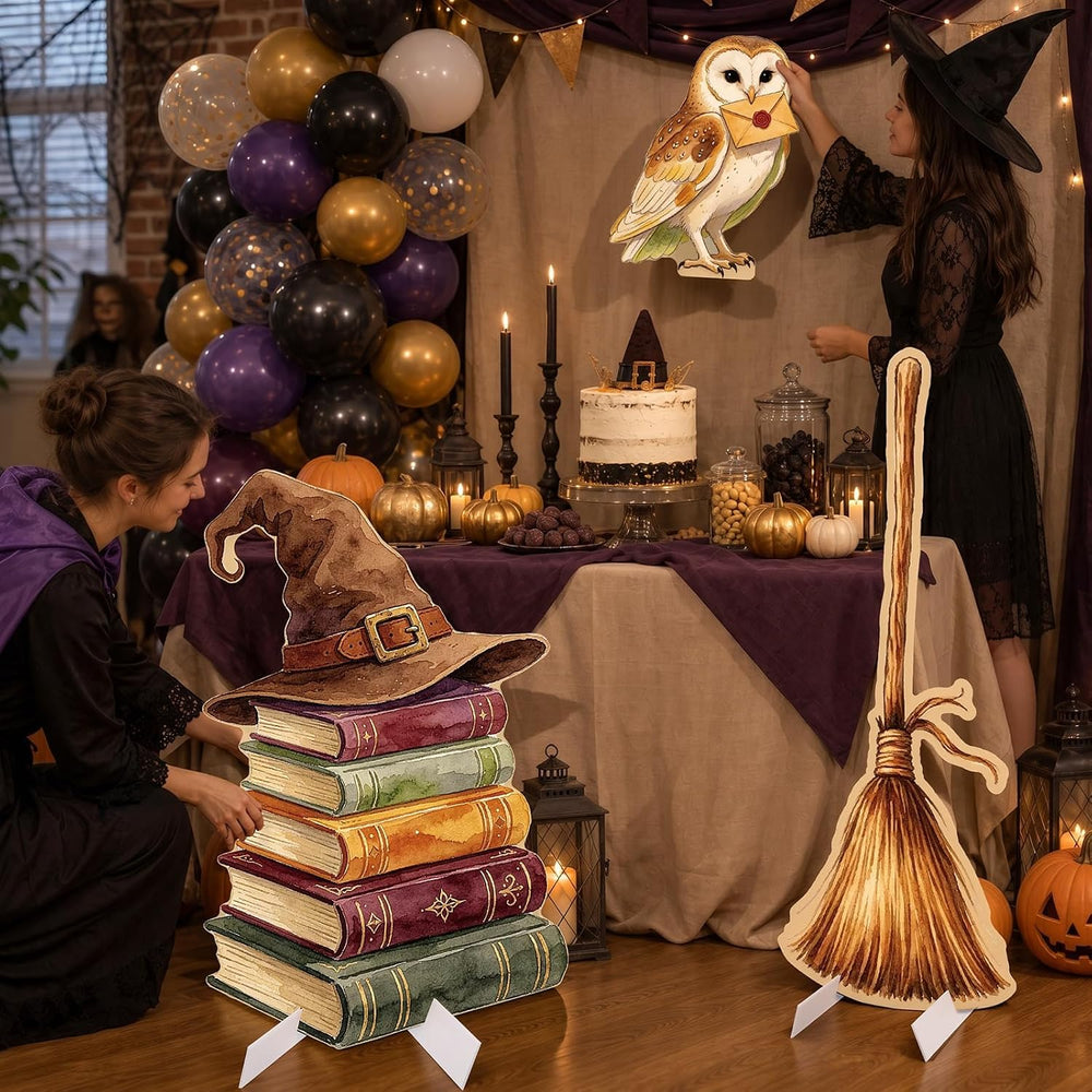 3Pcs Halloween Magical Wizard Decorations, 3Ft Cardboard Cutouts