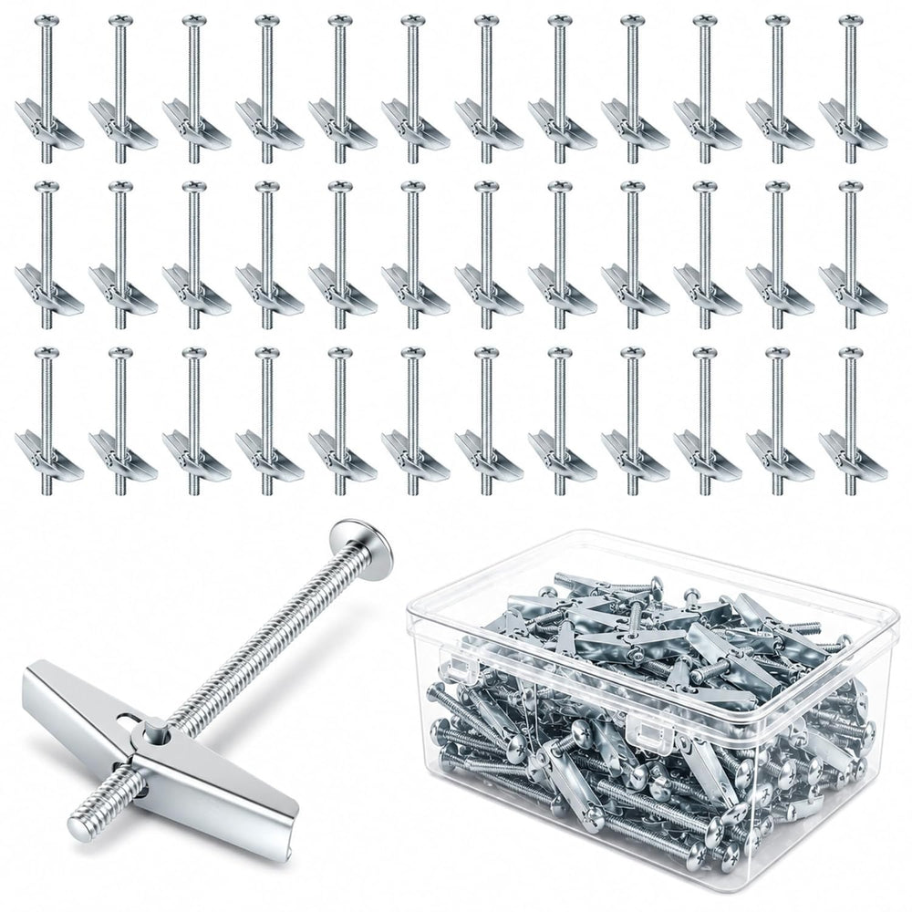 100-Pack 3/16" x 4" Toggle Bolts, Heavy Duty Spring Toggle Anchors ...