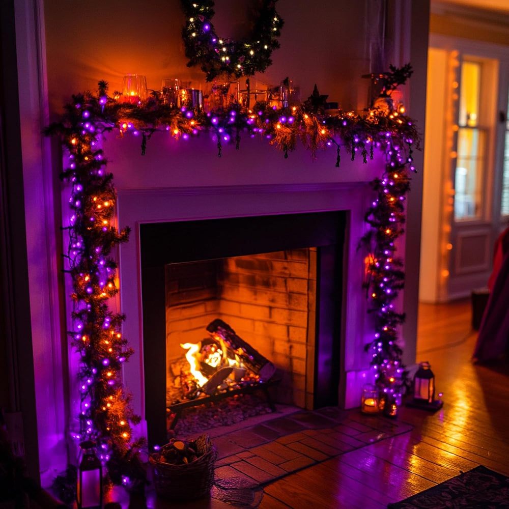 Dazzle Bright Halloween String Lights, 600 LED 196 FT Waterproof Black Wire S...