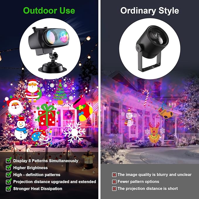 2025 Upgrade Christmas Halloween Projector Lights Outdoor Decorations, COOLWU...