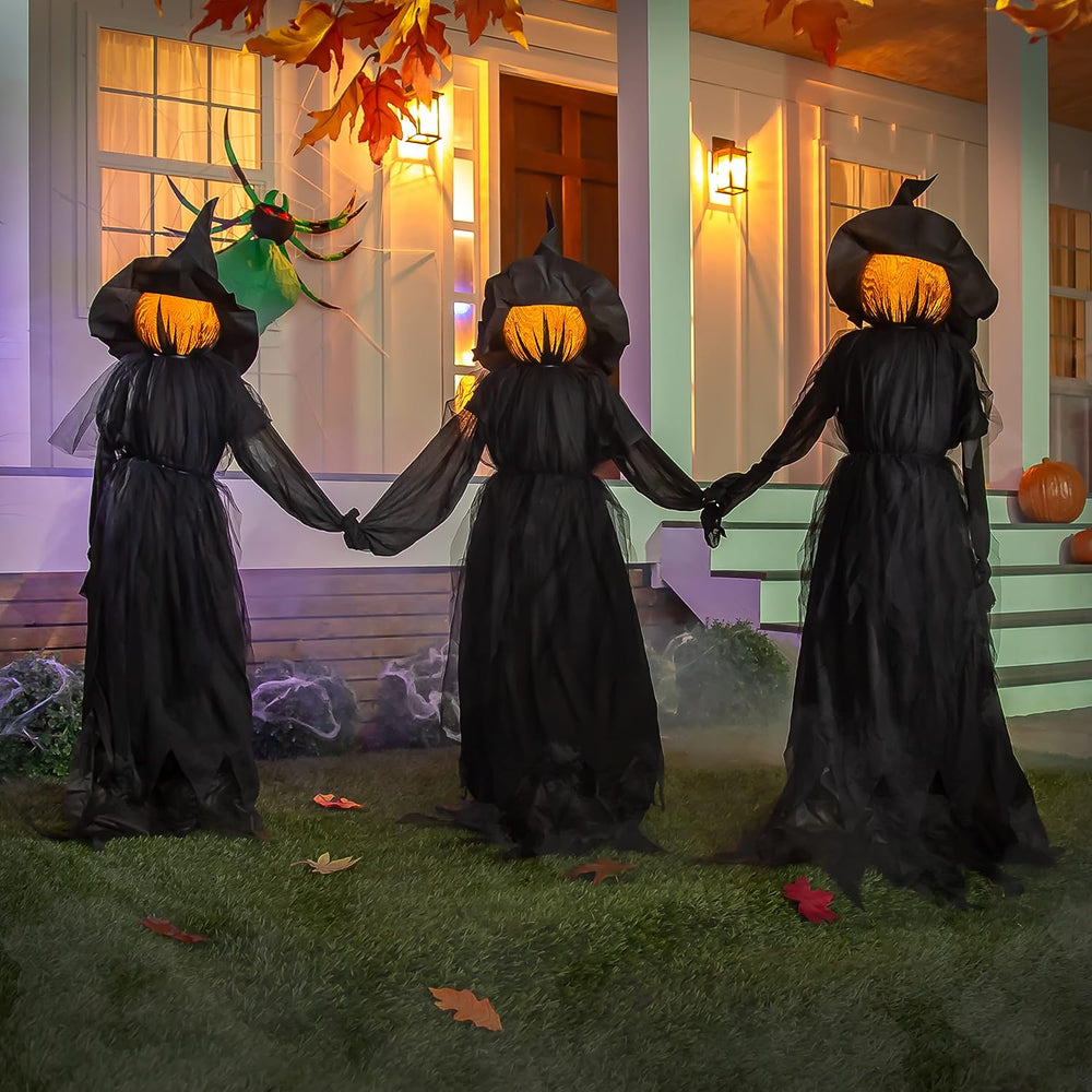 Evergreen Set of 3 LED Black Halloween Witches with Hats Stakes | 4 Feet Tall...