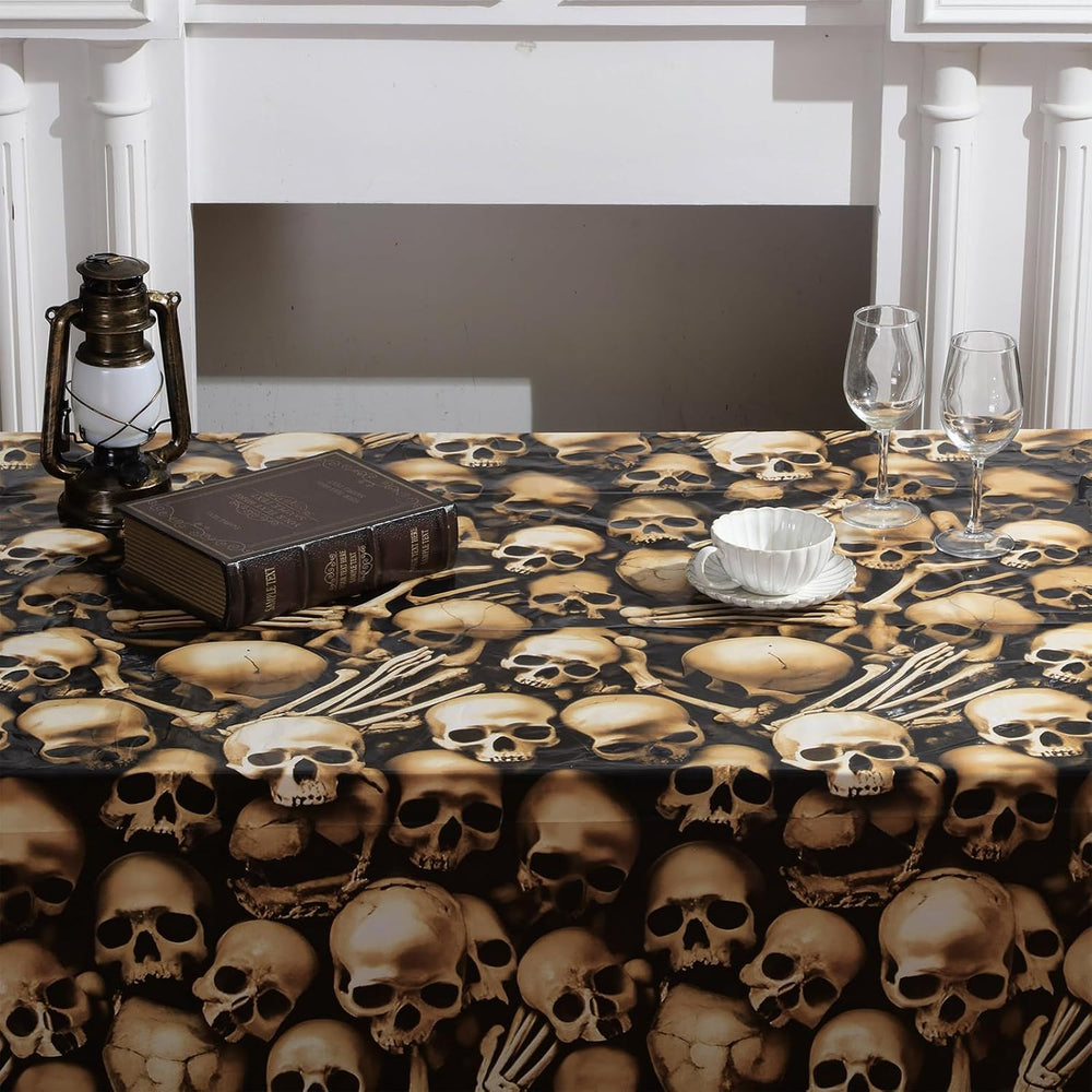 Tegeme 200 ft Halloween Skull Wall Backdrop Roll, Skeleton Tablecloth