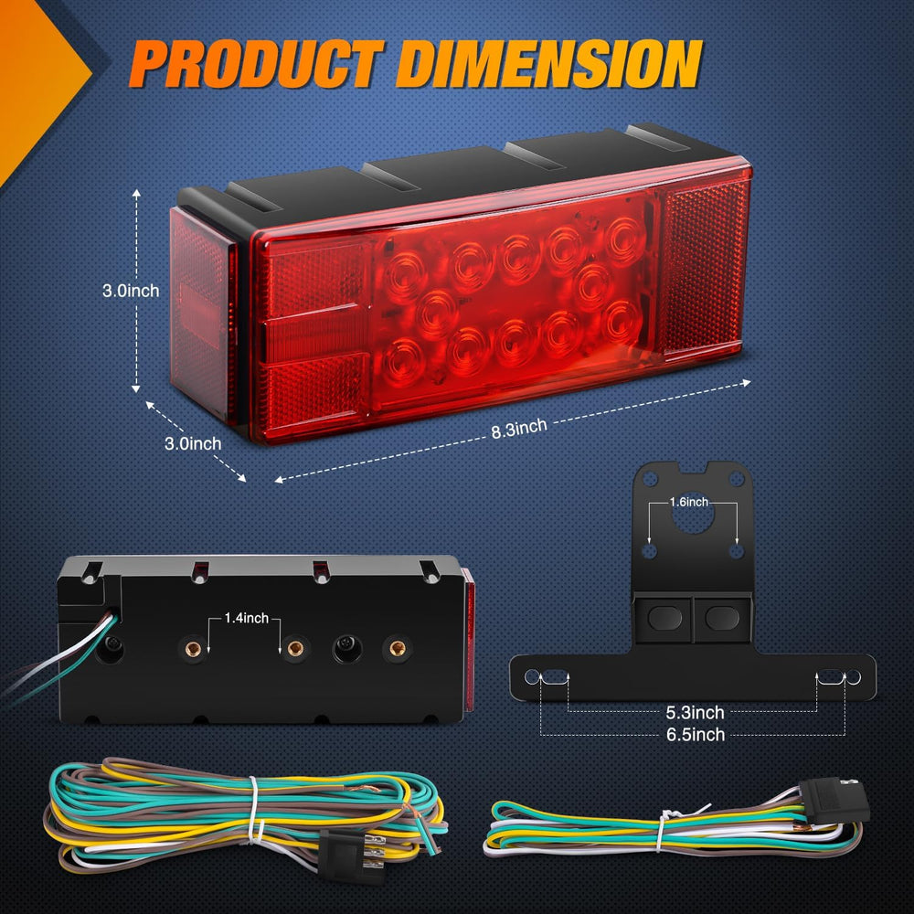 Nilight Rectangular Trailer Light Kit Red Amber Marker Taillights