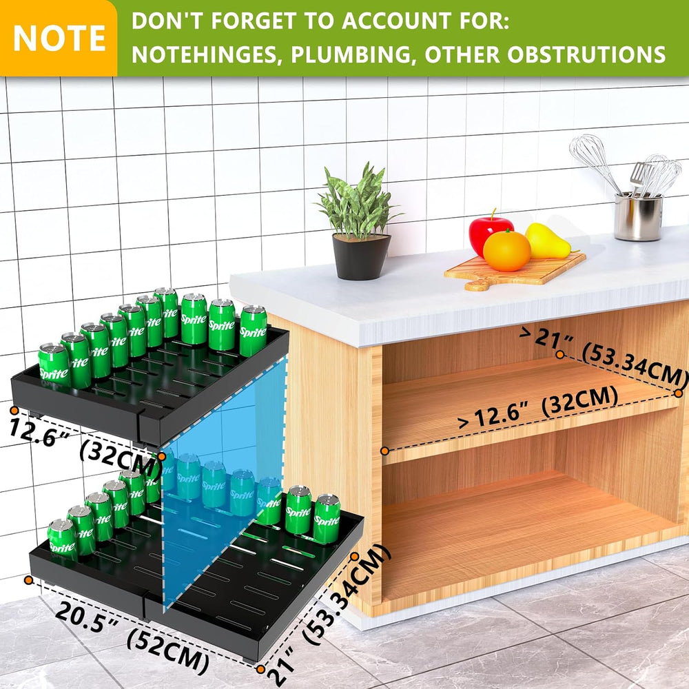 Mlinavn 2 Pack Pull Out Cabinet Organizer,21" Deep Slide Out Drawer Orga...