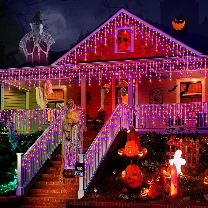 KNONEW 99FT 1216 LED Halloween Lights Decortation Orange Purple String Lights...