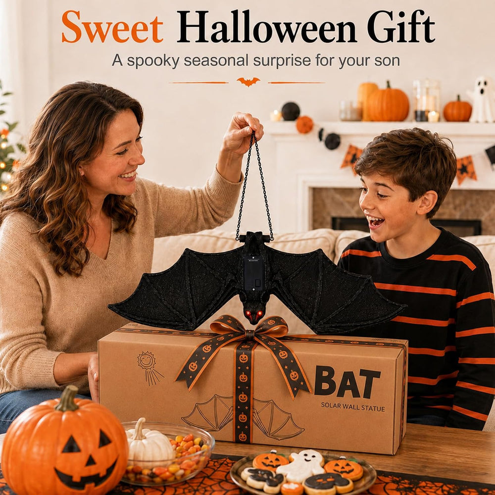 Goodeco Solar Hanging Bat - 19.7'' Large Outdoor Halloween Decor