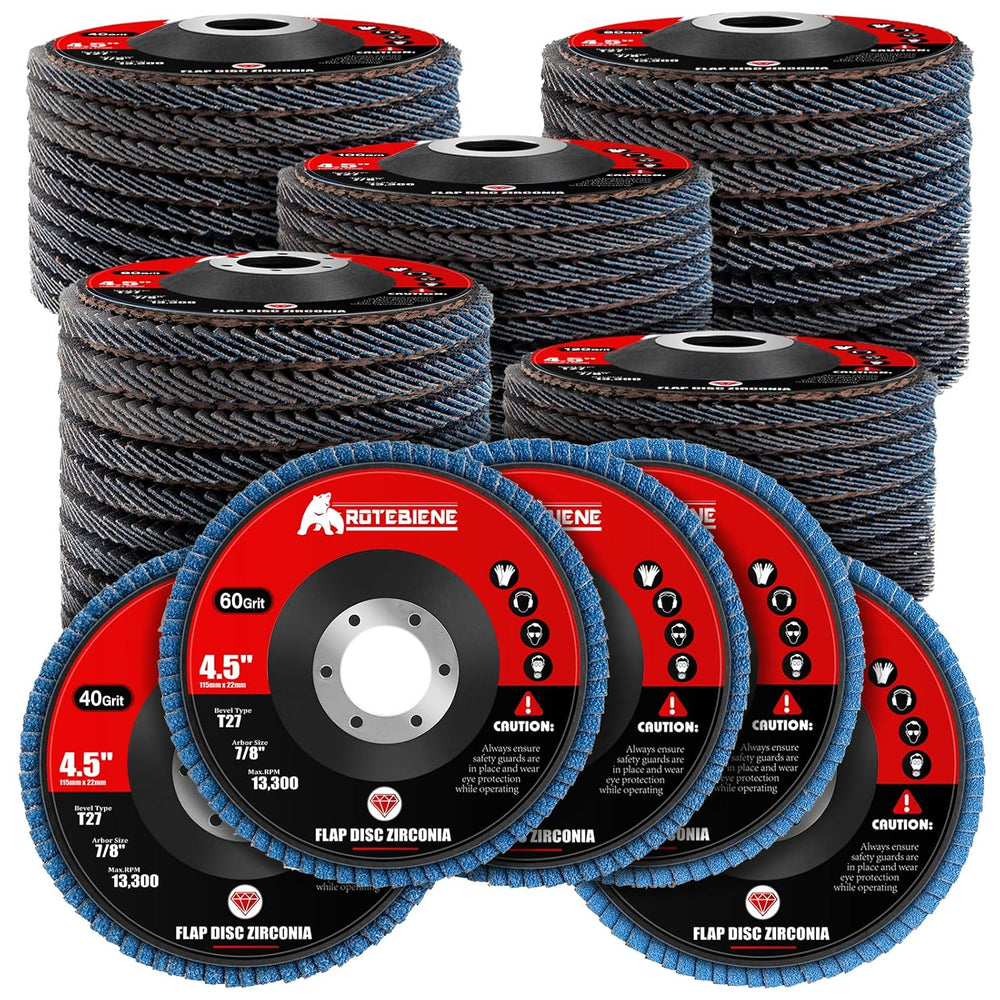 50 Pack Zirconia Flap Discs 4.5" x 7/8" T27 for 4 1/2 Inch Angle Gr...