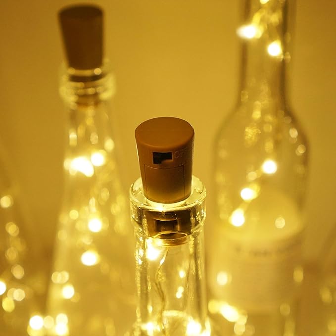 Wine Bottle Lights with Cork, Battery Operated 30 Pack 20 LED Cork Shape Silv...