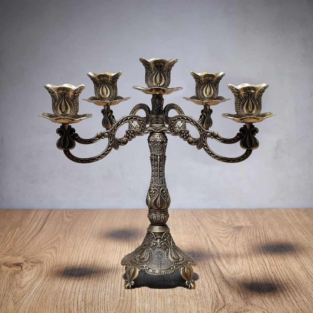 5-Candle Metal Candelabra 10.3 Inch Tall Candlestick Candle Holders for Home ...