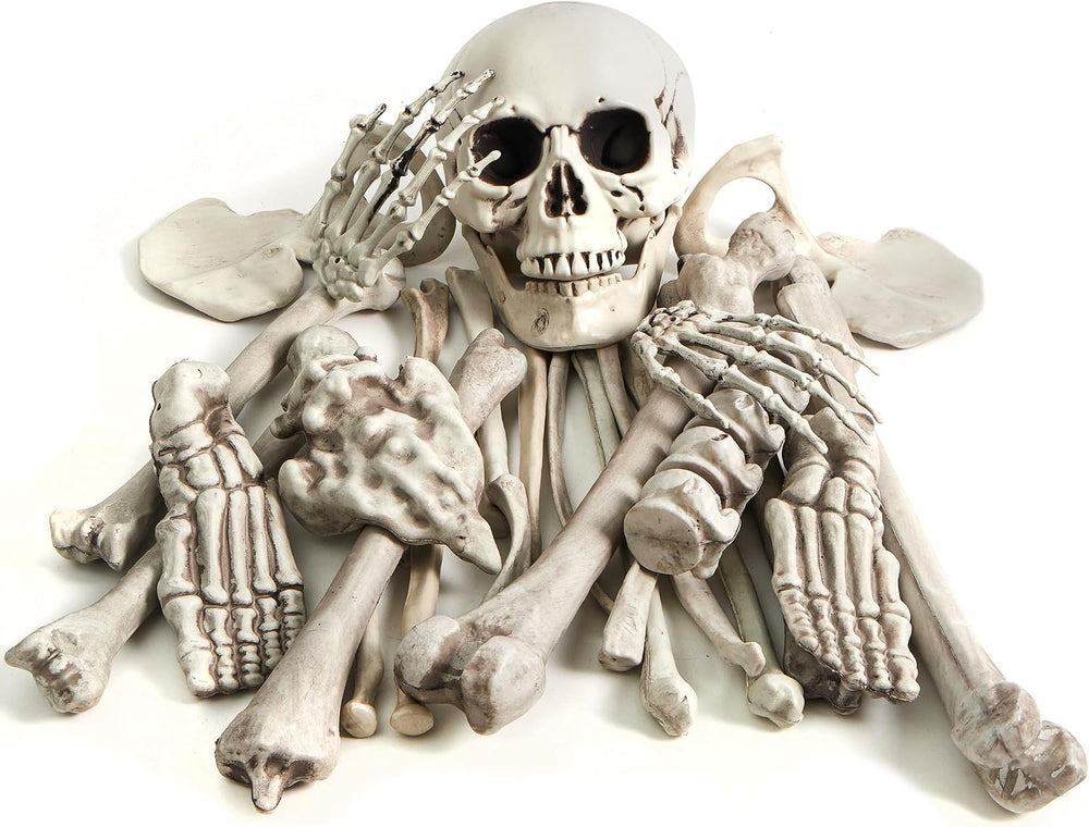 JOYIN 28 PCS Halloween Decorations Skeleton Bones and Skull Kit, Indoor Outdo...