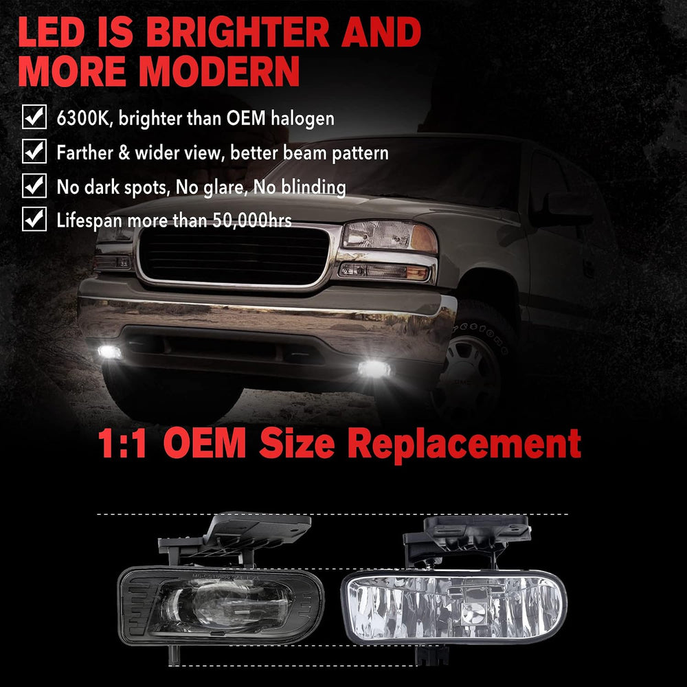 DOT LED Fog Lights for 1999-2002 GMC Sierra, 2000-2006 GMC Yukon/Yukon XL