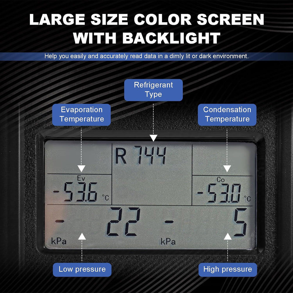 3-Way Digital Manifold Gauge, HVAC Refrigerants AC Gauges Set