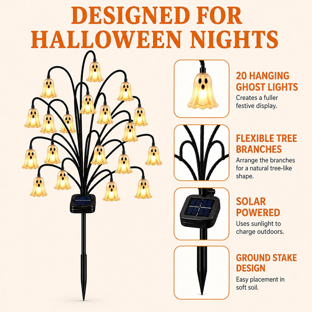 Outdoor Halloween Decorations, Solar Ghost Stake Lights for Yard