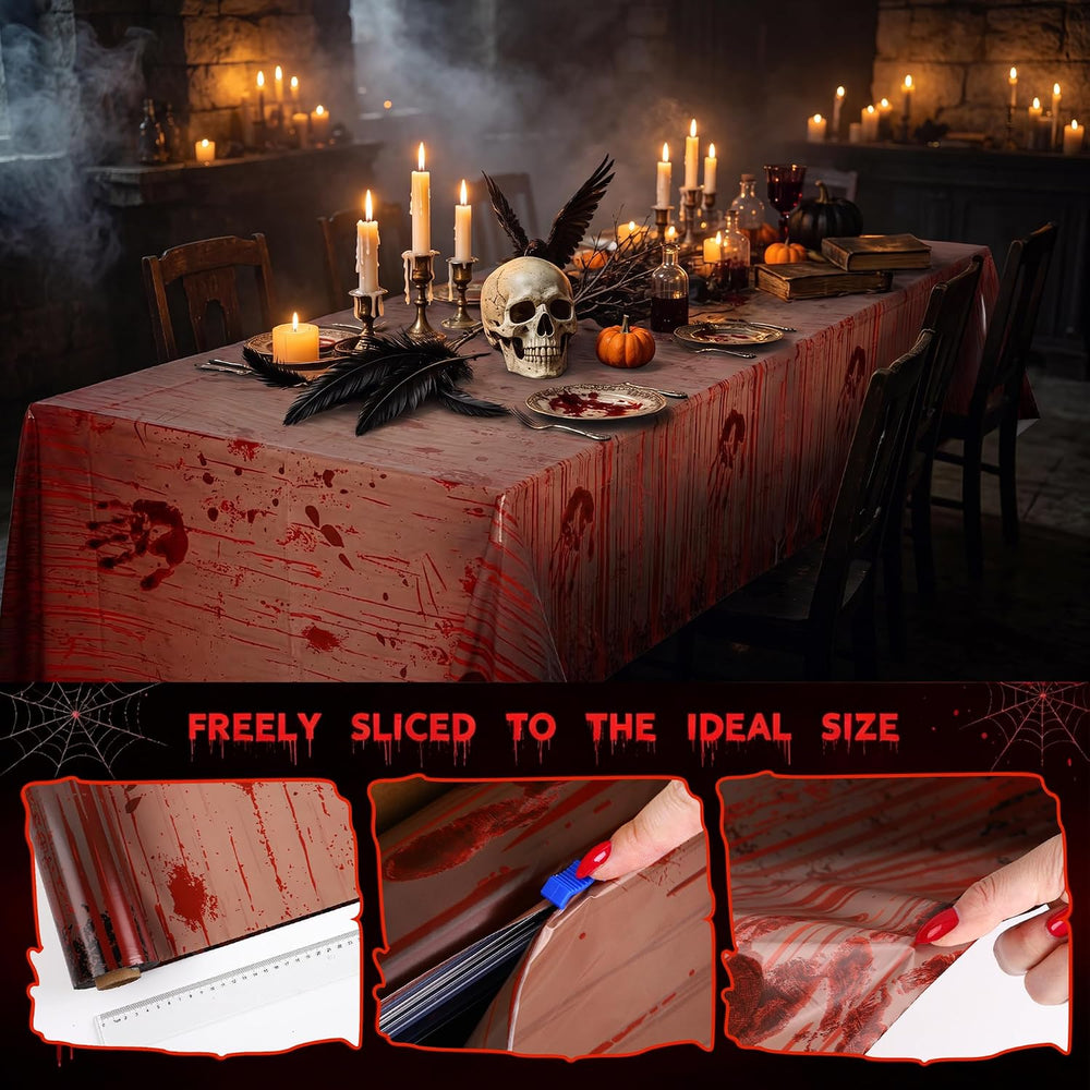 Kochorie 100 Ft x 54 Inch Halloween Bloody Party Tablecloth Roll with Cutter ...
