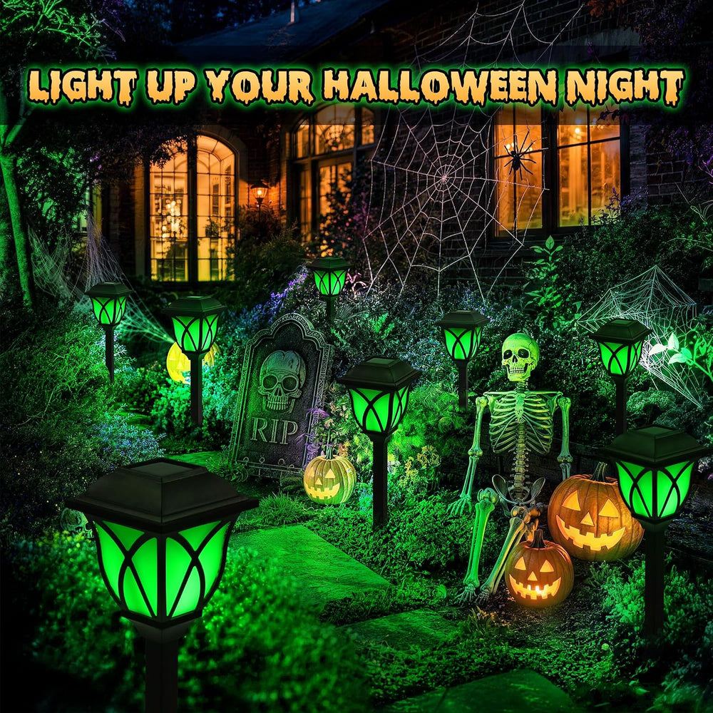 GIGALUMI Solar Halloween Lights Outdoor, LED Solar Pathway Lights 8 Pack
