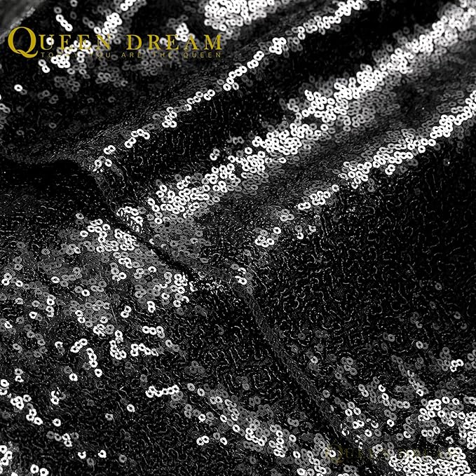 Black Sequin Backdrop 2 Panels 2FTx8FT Halloween Backdrop Curtains Party Deco...