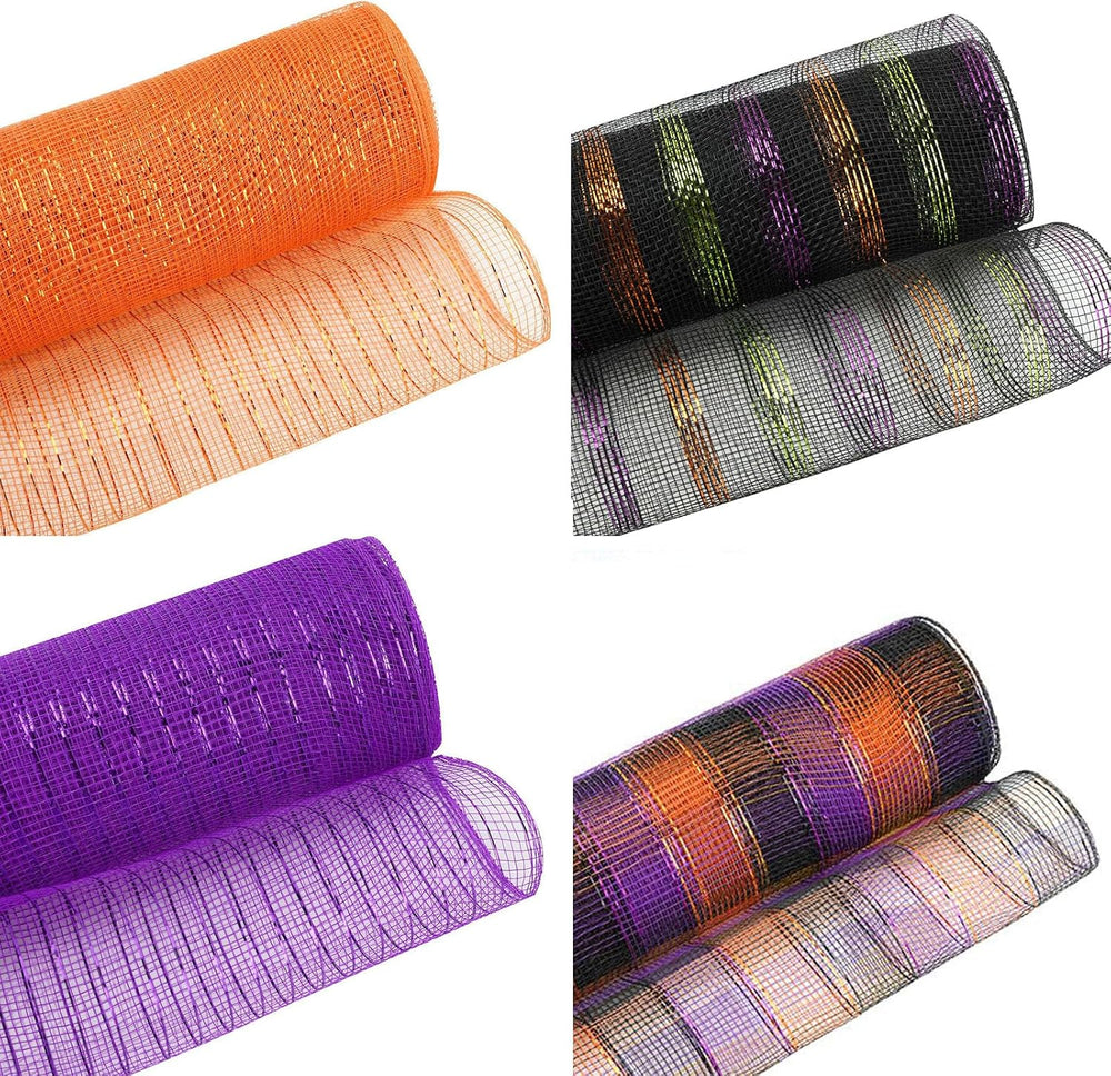 5 Rolls Halloween Deco Mesh Ribbon for Wreaths Crafts Supplies