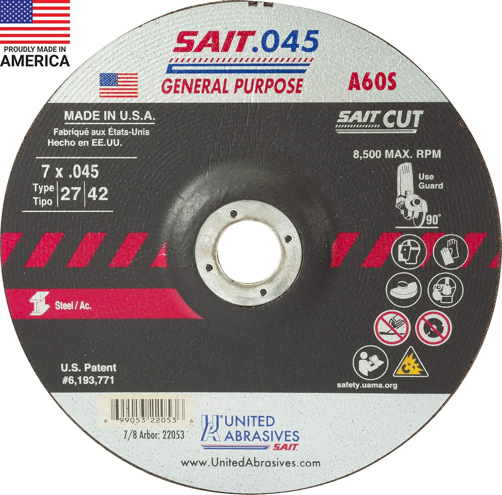 United Abrasives-SAIT 22053 A60S General Purpose Cut-Off Wheels (Type 27/Type...