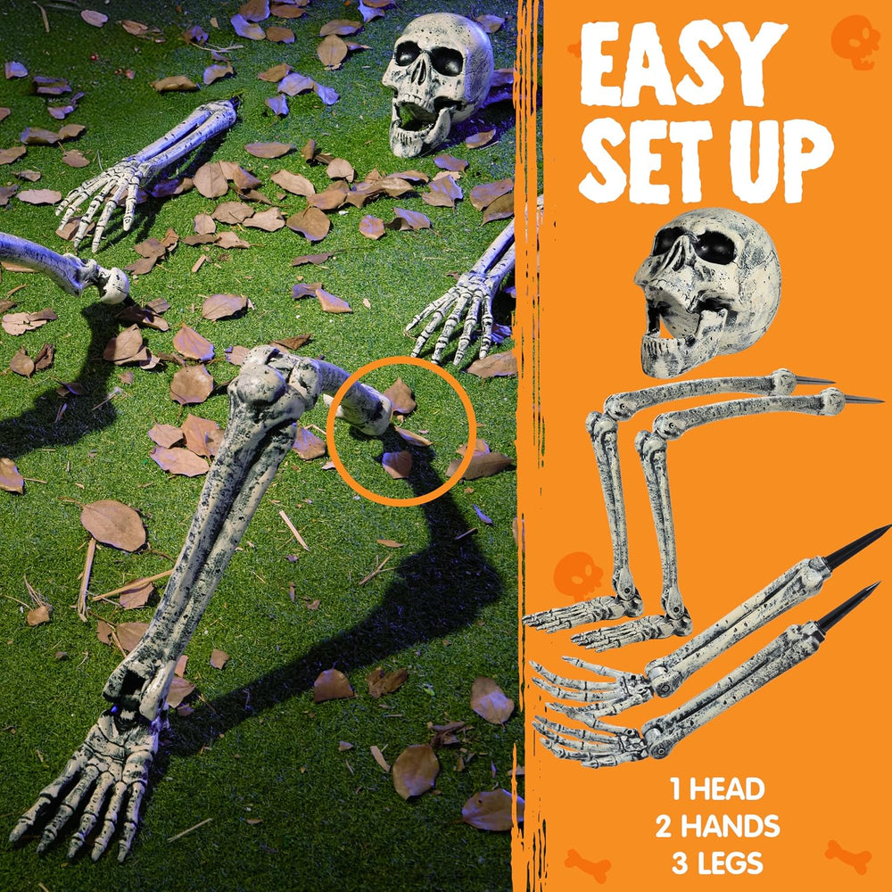 JOYIN 5 Pcs Halloween Skeleton Decorations Outdoor, Life Size Skeleton Yard S...