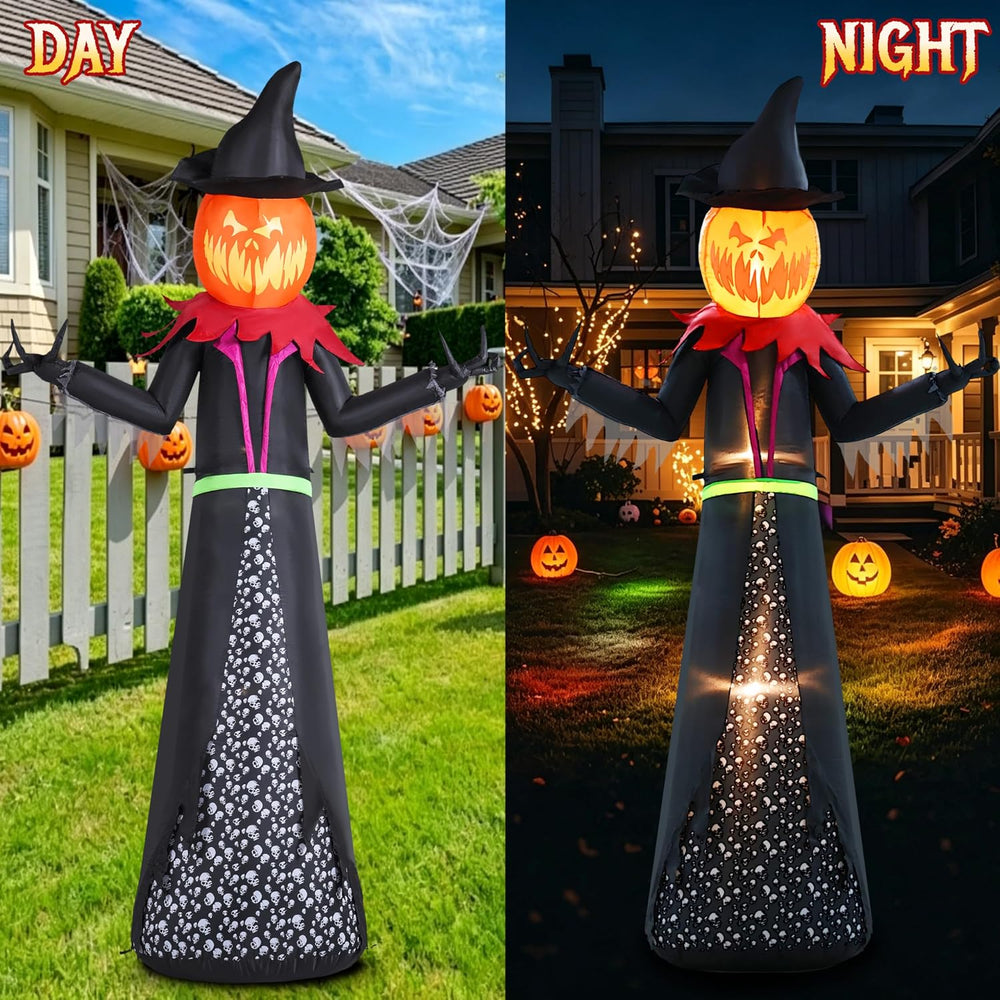 Halloween Inflatable 9FT Giant Pumpkin Witch Outdoor Decorations