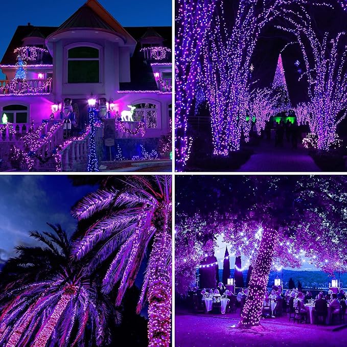 YEGUO 165ft 500 LED Halloween Lights Outdoor Waterproof, 8 Modes Purple Strin...
