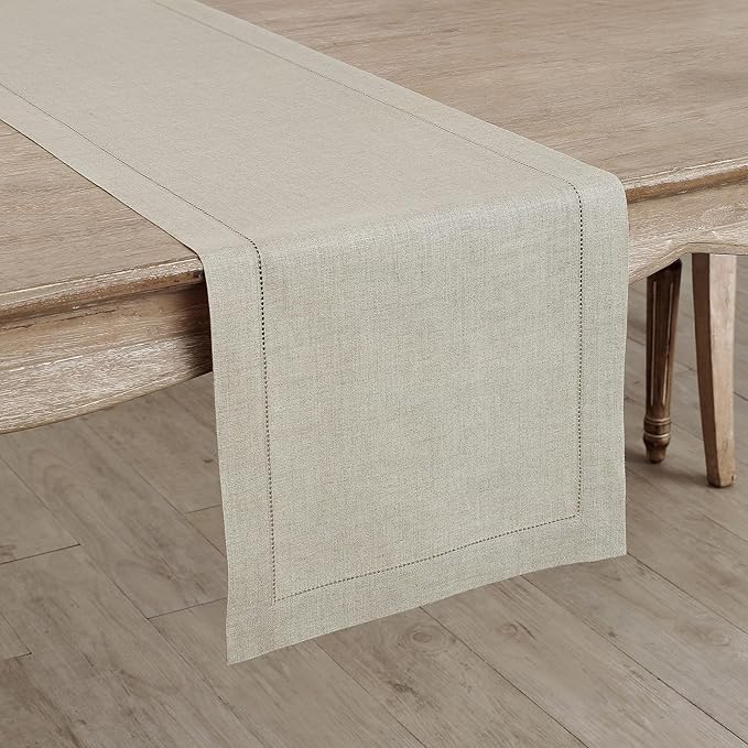 Solino Home Linen Natural Table Runner 72 Inches Long - 100% Pure Linen Hemst...