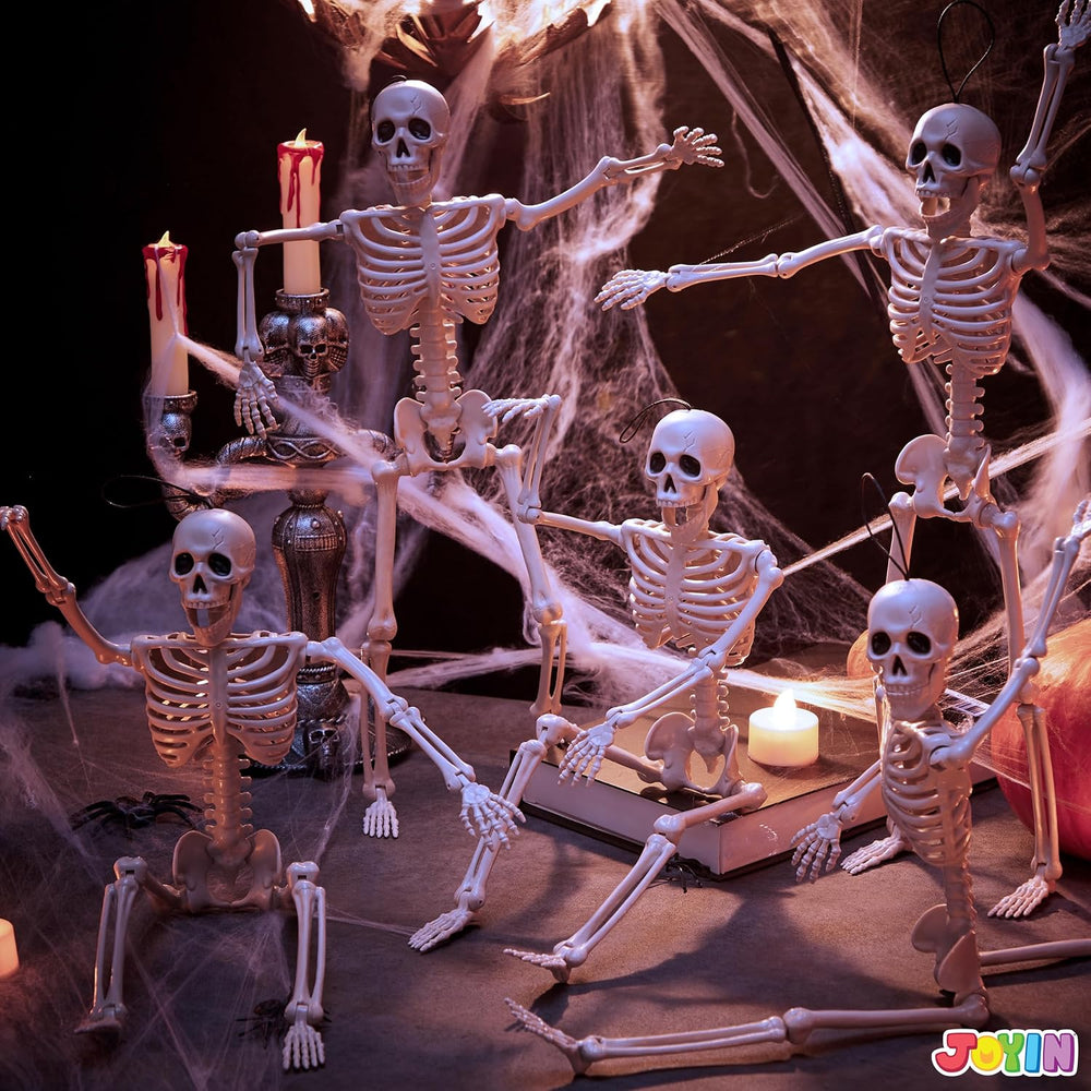 JOYIN 5 PCS Posable Halloween Skeleton Decor 16 Inches, Full Body Posable Joi...