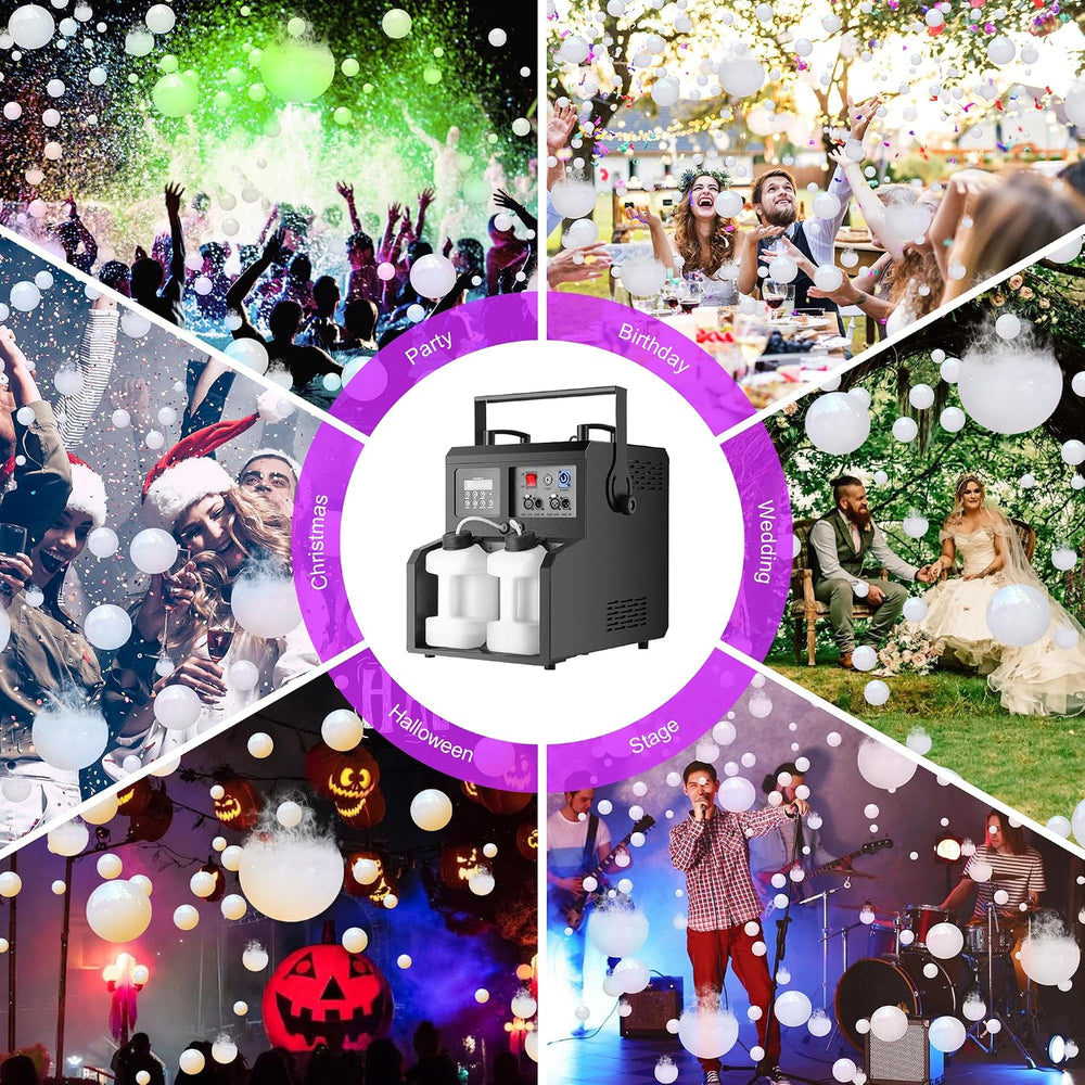 Fog Bubble Machine,1500W 3IN1 Smoke Bubble Machine with 24LEDs RGBW 4IN1 Ligh...