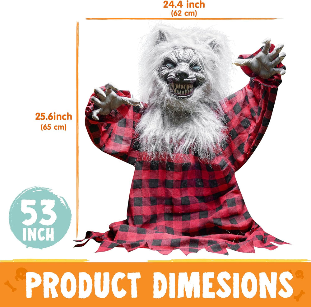 JOYIN Halloween Outdoor Decorations Animated, Animatronics Werewolf Groundbre...
