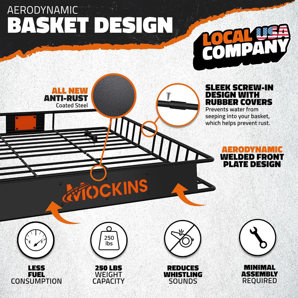Mockins 90"x50"x5" XXL Heavy Duty Roof Rack Cargo Carrier w/ 2...