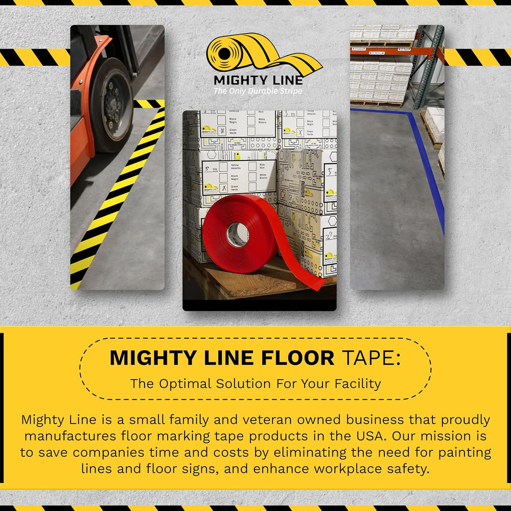 Mighty Line Solid Floor Marking Tape, 2 inch, 100' Roll, Blue