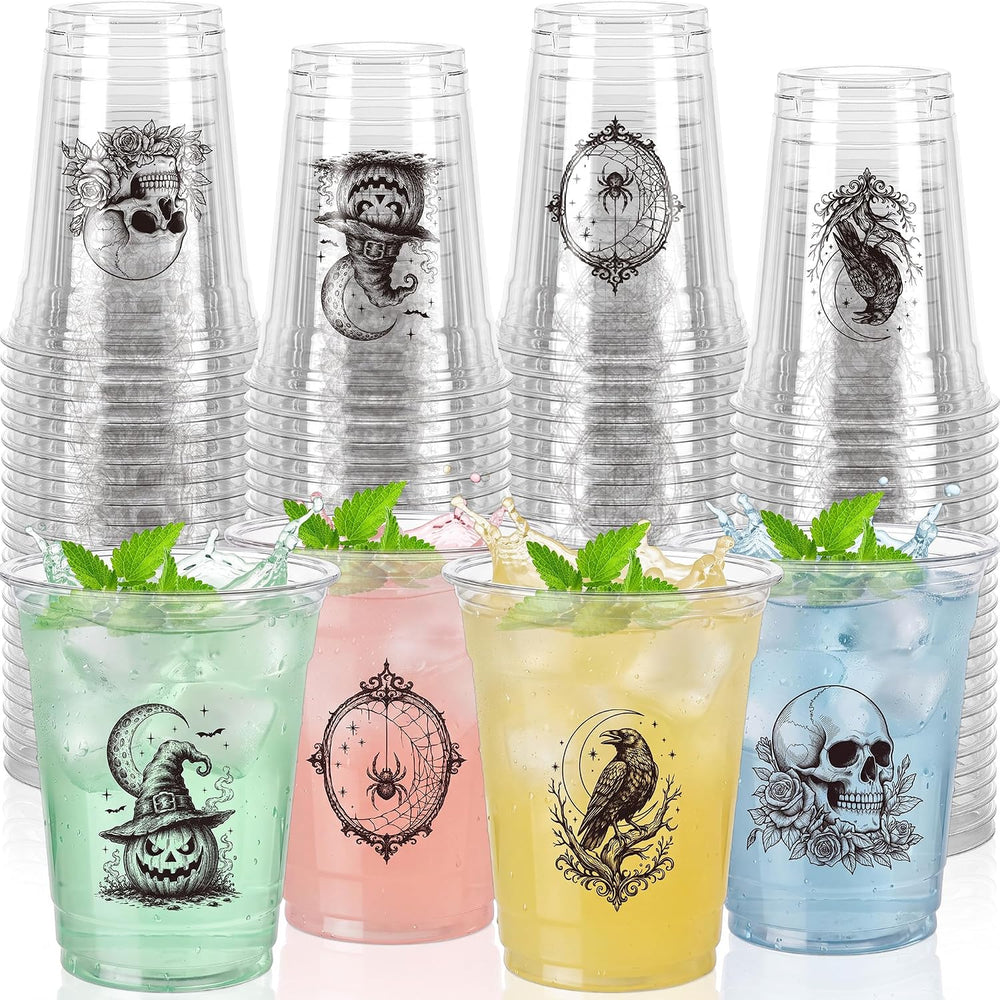 SiliFine 100 Pcs 12 oz Halloween Plastic Cups, Halloween Party Supplies