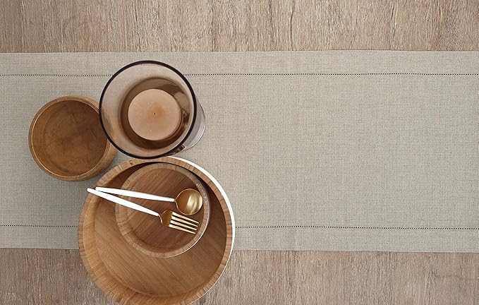 Solino Home Linen Natural Table Runner 72 Inches Long - 100% Pure Linen Hemst...