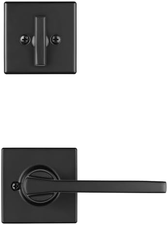 kwikset amador front door lock handle and deadbolt, front angle view