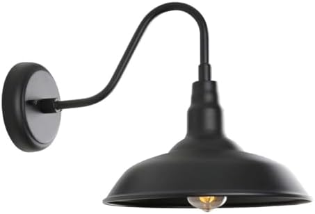 black gooseneck barn light for farmhouse 10 inch shown in use