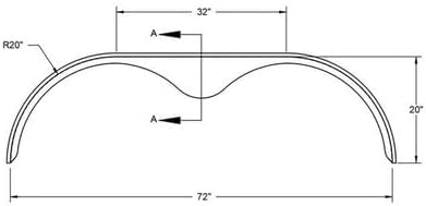 2 Pack - 72x1 Smooth Aluminum Tandem Axle Teardrop Fender Flares