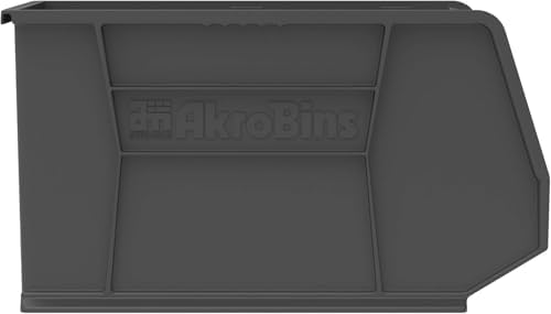 akro-mils 30260 akrobins plastic storage bins, 18"x11"x10", black, side view
