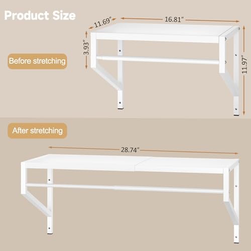 threehio expandable closet shelves wall mounted, 2 pack, close-up detail