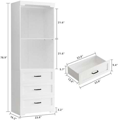 ironck freestanding closet system with adjustable shelves &, close-up detail