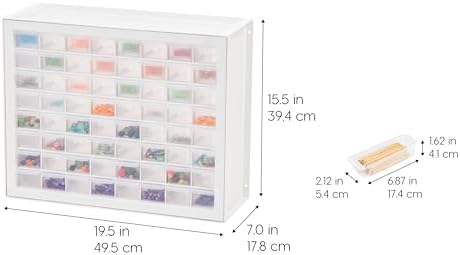 iris usa 64-drawer screw organizer, hardware storage, made, close-up detail