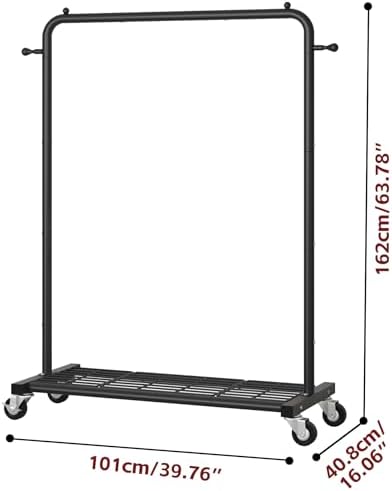 sywhitta metal clothing rack on wheels with mesh, side view