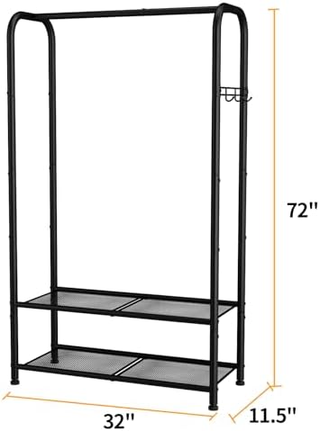 singaye wardrobe standing closet clothing rack with shelf showing dimensions