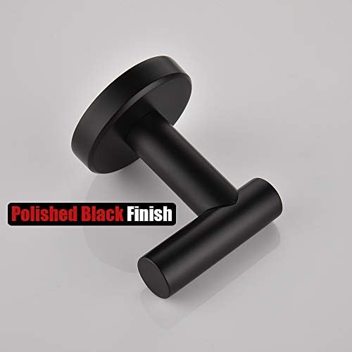 jqk black bathroom towel hook, coat robe clothes, front angle view
