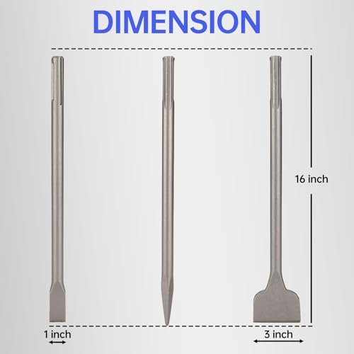 sds max shanks 16"chisel set,3 pcs masonry concrete shown in use