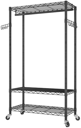 golpart heavy duty rolling clothes rack wheels portable, view 9