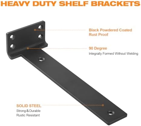 black floating shelf brackets 12 inch 6 pack on a desk or shelf