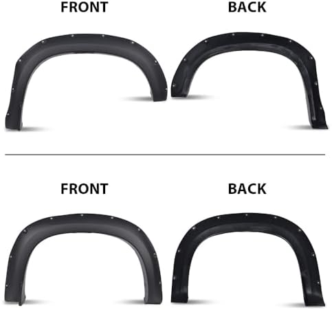 DOTCOM Fender Flares Fit Chevy Silverado 1500 2019-2021(Not for 2019 LD) | Not Fit GMC Sierra,Smooth Pocket Riveted Style,Wheel Arch Cover Trim,Rustproof & UV Resistant,Front and Rear