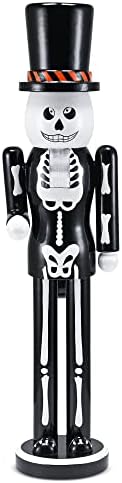 Ornativity Christmas Scary Skeleton Nutcracker – Black and White Wooden Day o...