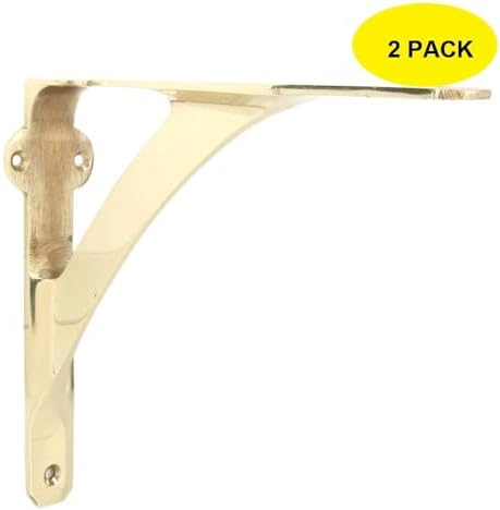 a29 shelf brackets, solid brass, polished brass finish on a desk or shelf
